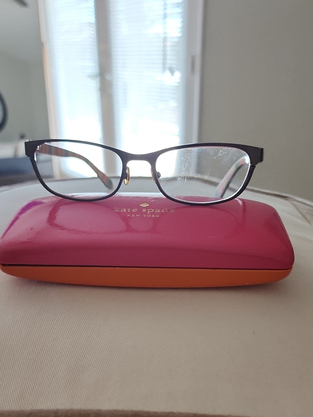 kate spade Brown Women's Glasses with Pink & Orange Case
